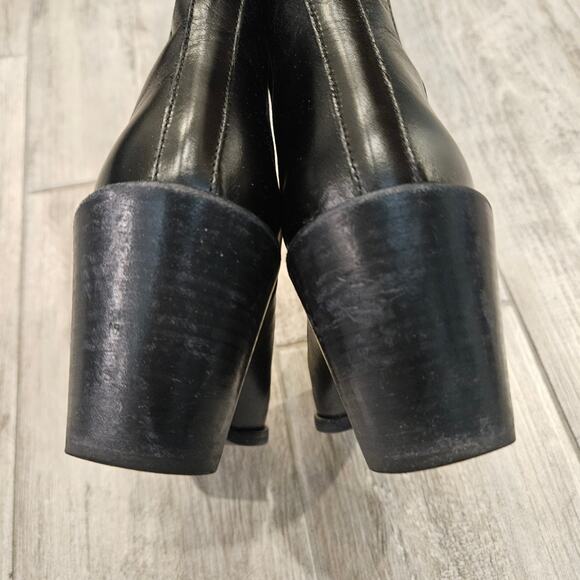 Aeyde Leather Chelsea Boots Womens Size 37 US 6.5 Black Ankle Block Heel Luxury - Picture 7 of 13